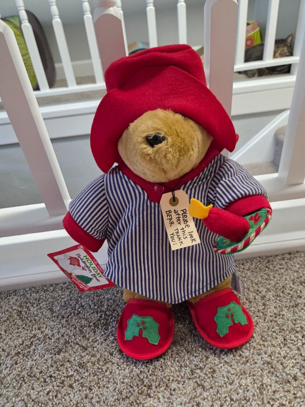 PADDINGTON BEAR Christmas Pajamas w/ CANDLE 14" Plush TEDDY BEAR NWT Holiday Vtg